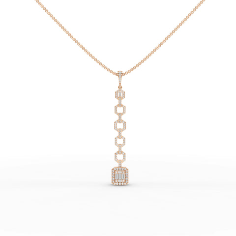 0.73CT Baguette Lab Diamond Modern Link Chain Pendant - Buvea Jewels