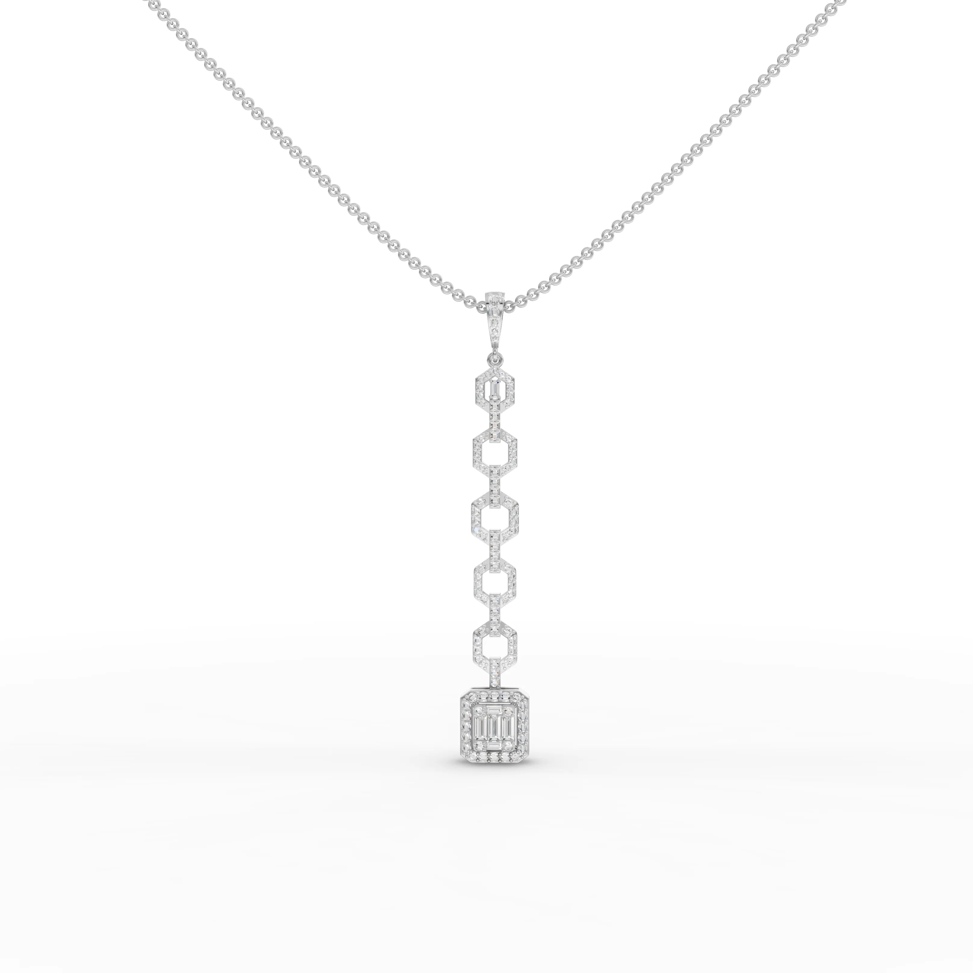 0.73CT Baguette Lab Diamond Modern Link Chain Pendant - Buvea Jewels