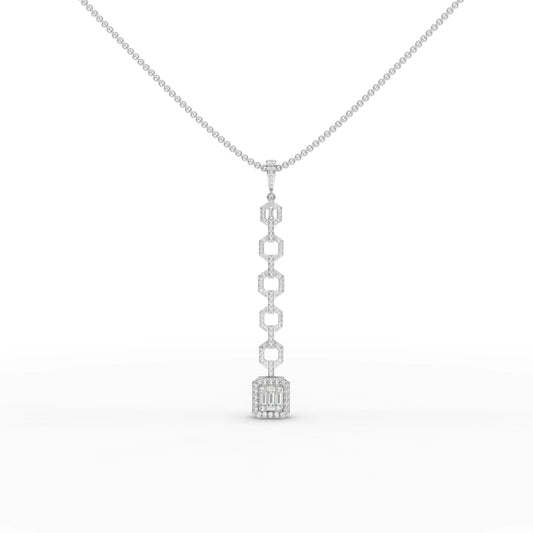 0.73CT Baguette Lab Diamond Modern Link Chain Pendant - Buvea Jewels