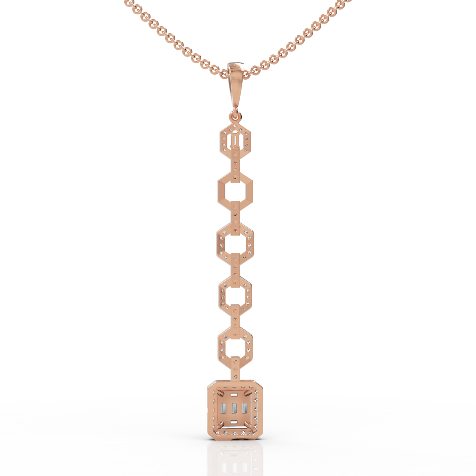 0.73CT Baguette Lab Diamond Modern Link Chain Pendant - Buvea Jewels