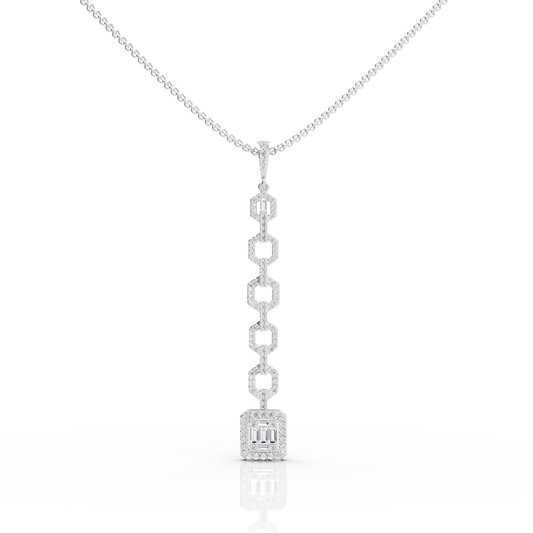 0.73CT Baguette Lab Diamond Modern Link Chain Pendant - Buvea Jewels