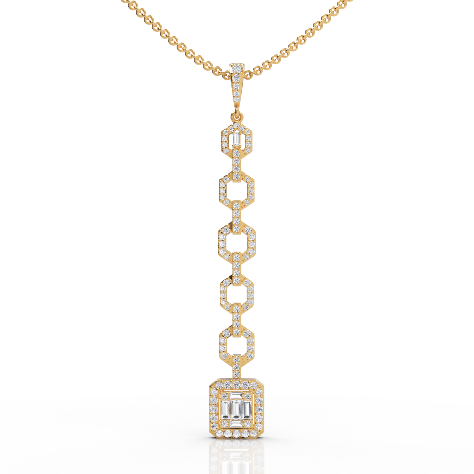 0.73CT Baguette Lab Diamond Modern Link Chain Pendant - Buvea Jewels