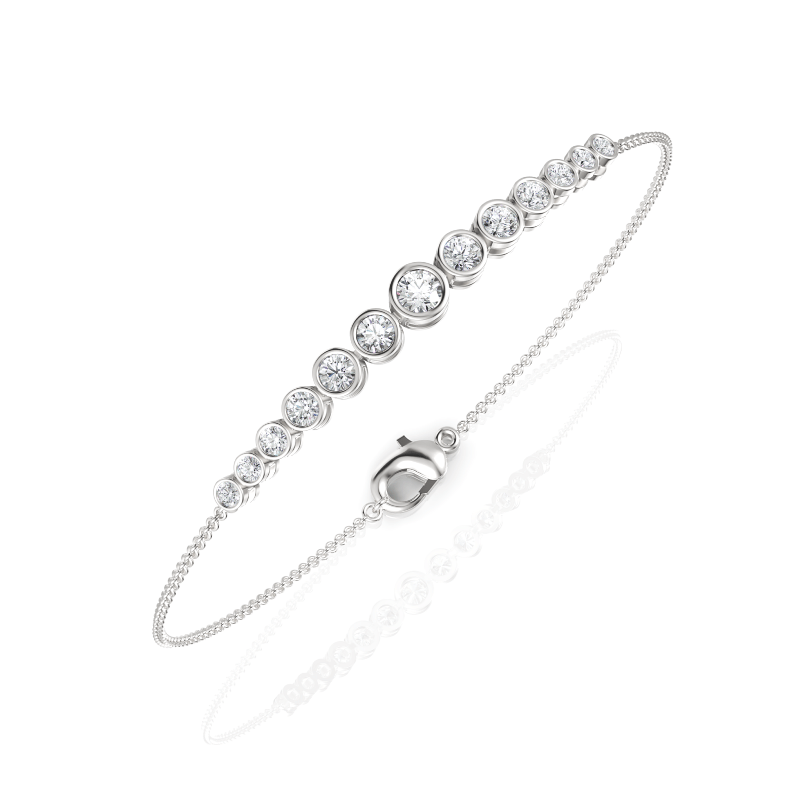 0.76CT Round Lab Diamond Serenity Bezel Bracelet - Buvea Jewels