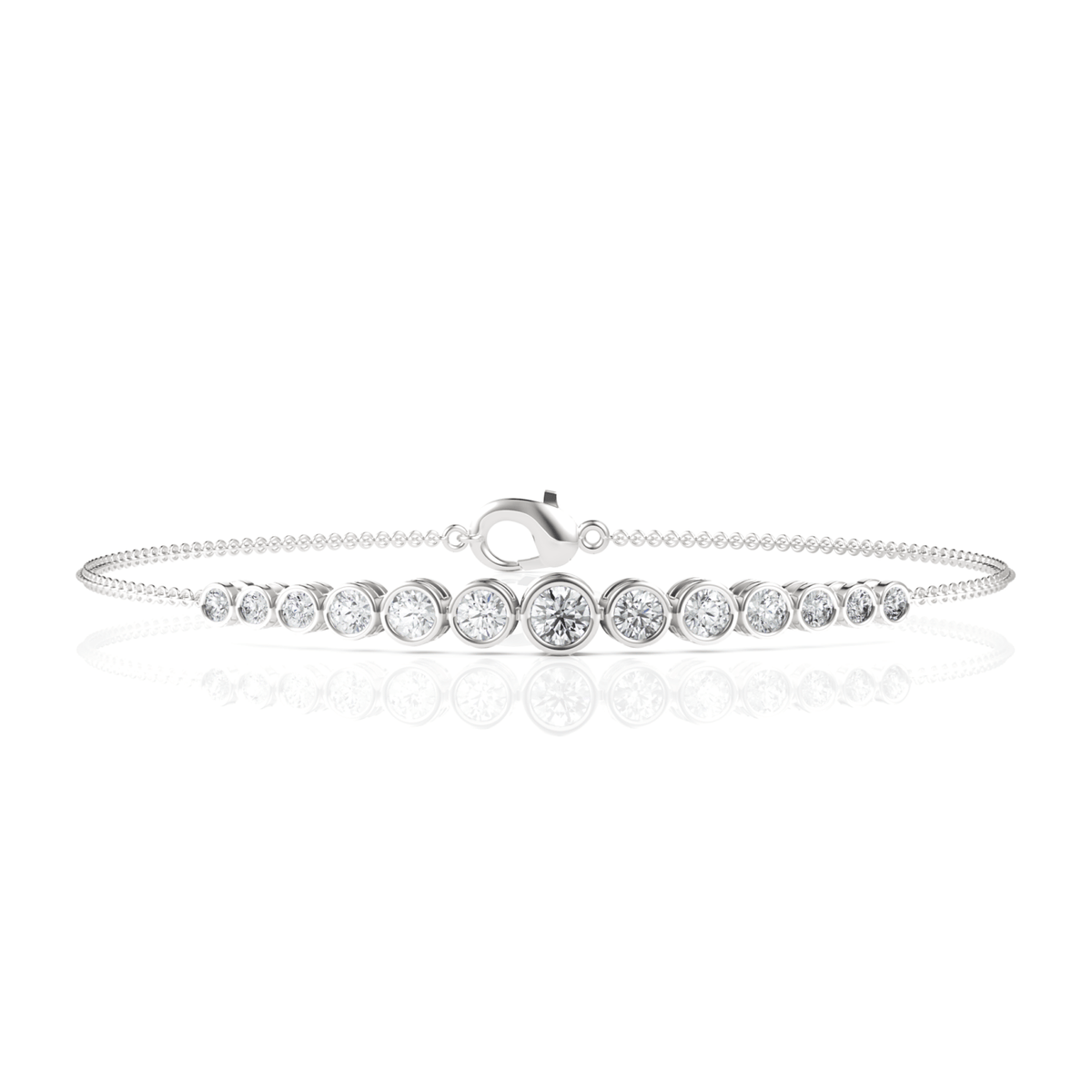 0.76CT Round Lab Diamond Serenity Bezel Bracelet - Buvea Jewels