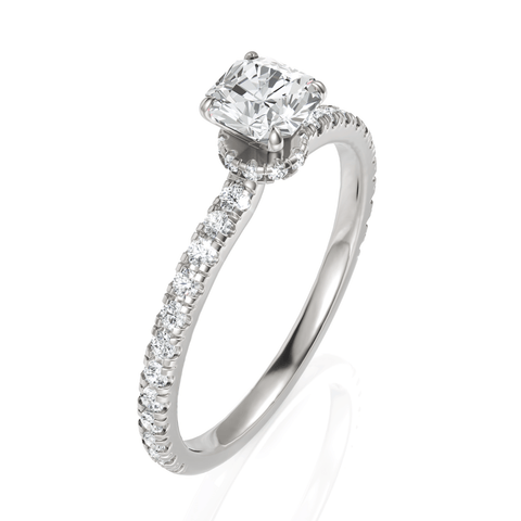 0.78CT Cushion Lab Diamond Hidden Halo Engagement Ring - Buvea Jewels