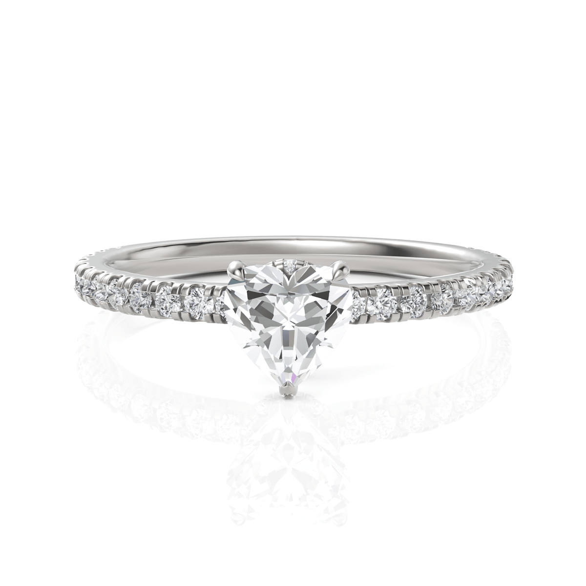 0.78CT Heart Lab Diamond Hidden Halo Accent Engagement Ring - Buvea Jewels