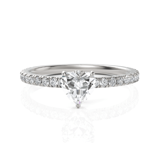 0.78CT Heart Lab Diamond Hidden Halo Accent Engagement Ring - Buvea Jewels