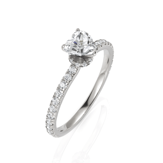 0.78CT Heart Lab Diamond Hidden Halo Accent Engagement Ring - Buvea Jewels