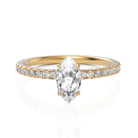 0.78CT Marquise Lab Diamond Hidden Halo Accent Engagement Ring - Buvea Jewels