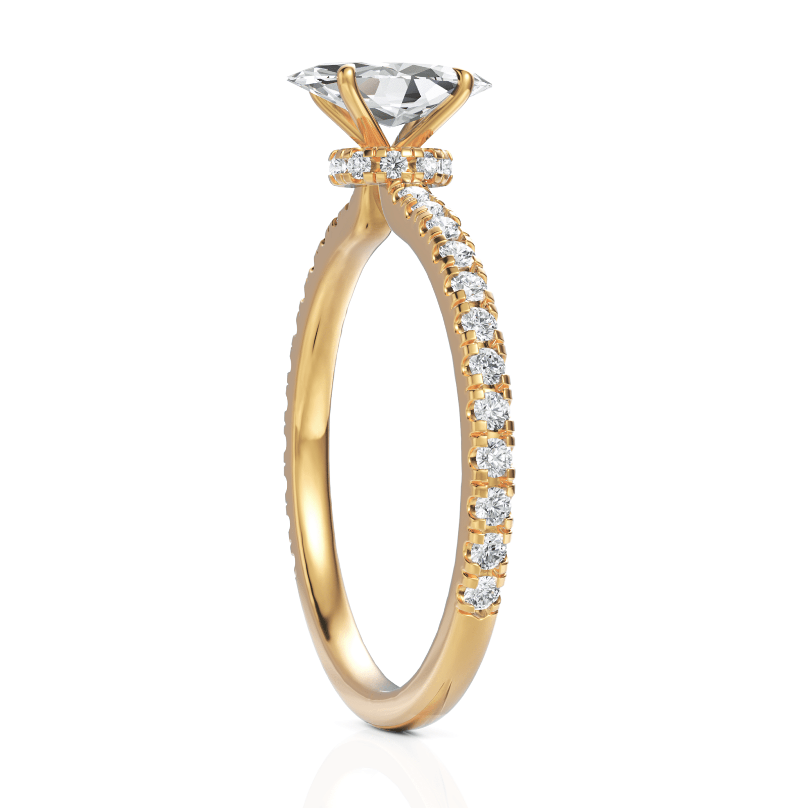 0.78CT Marquise Lab Diamond Hidden Halo Accent Engagement Ring - Buvea Jewels