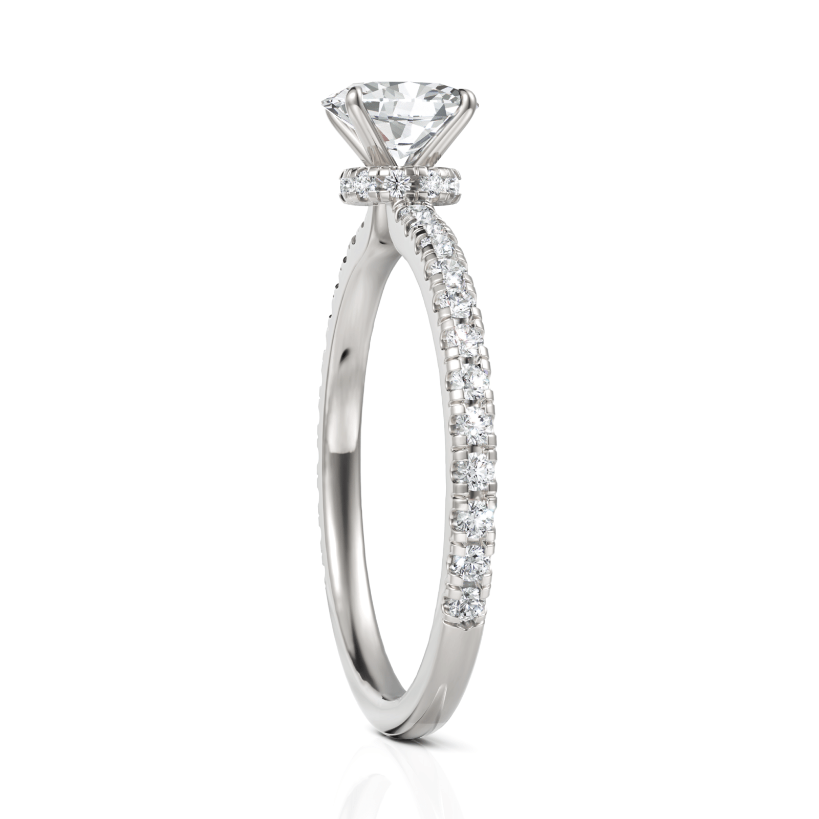 0.78CT Oval Lab Diamond Hidden Halo Accent Engagement Ring - Buvea Jewels