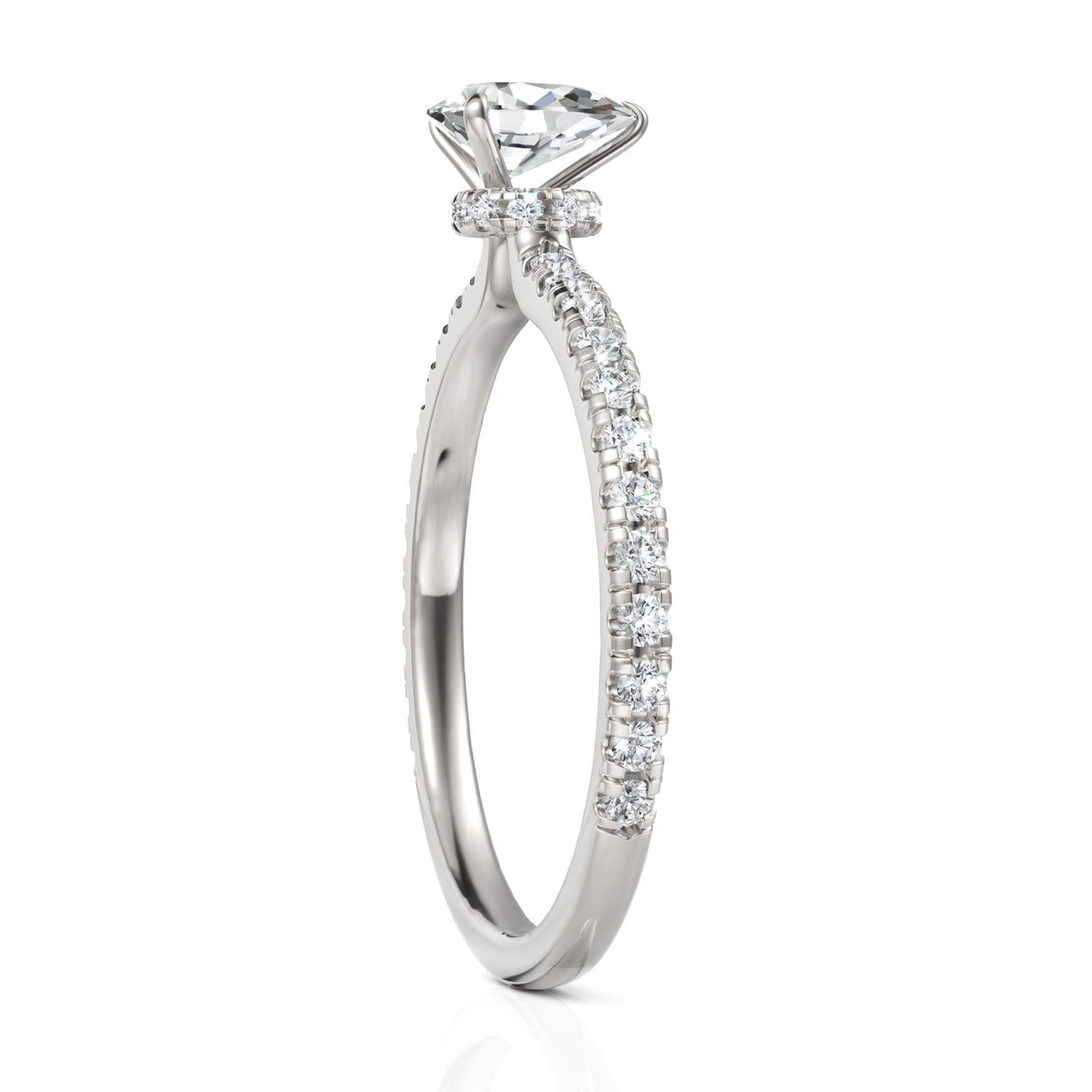 0.78CT Pear Lab Diamond Hidden Halo Accent Engagement Ring - Buvea Jewels