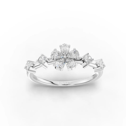 0.78CT Pear Lab Diamond Premium Floral Ring - Buvea Jewels