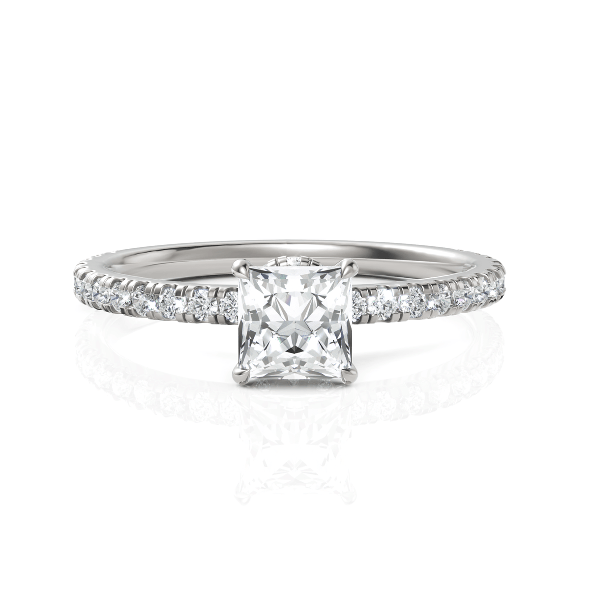 0.78CT Princess Lab Diamond Hidden Halo Accent Engagement Ring - Buvea Jewels