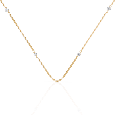 0.7CT Princess Round Lab Diamond Station Necklace - Buvea Jewels