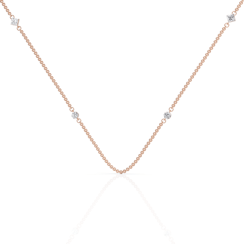 0.7CT Princess Round Lab Diamond Station Necklace - Buvea Jewels