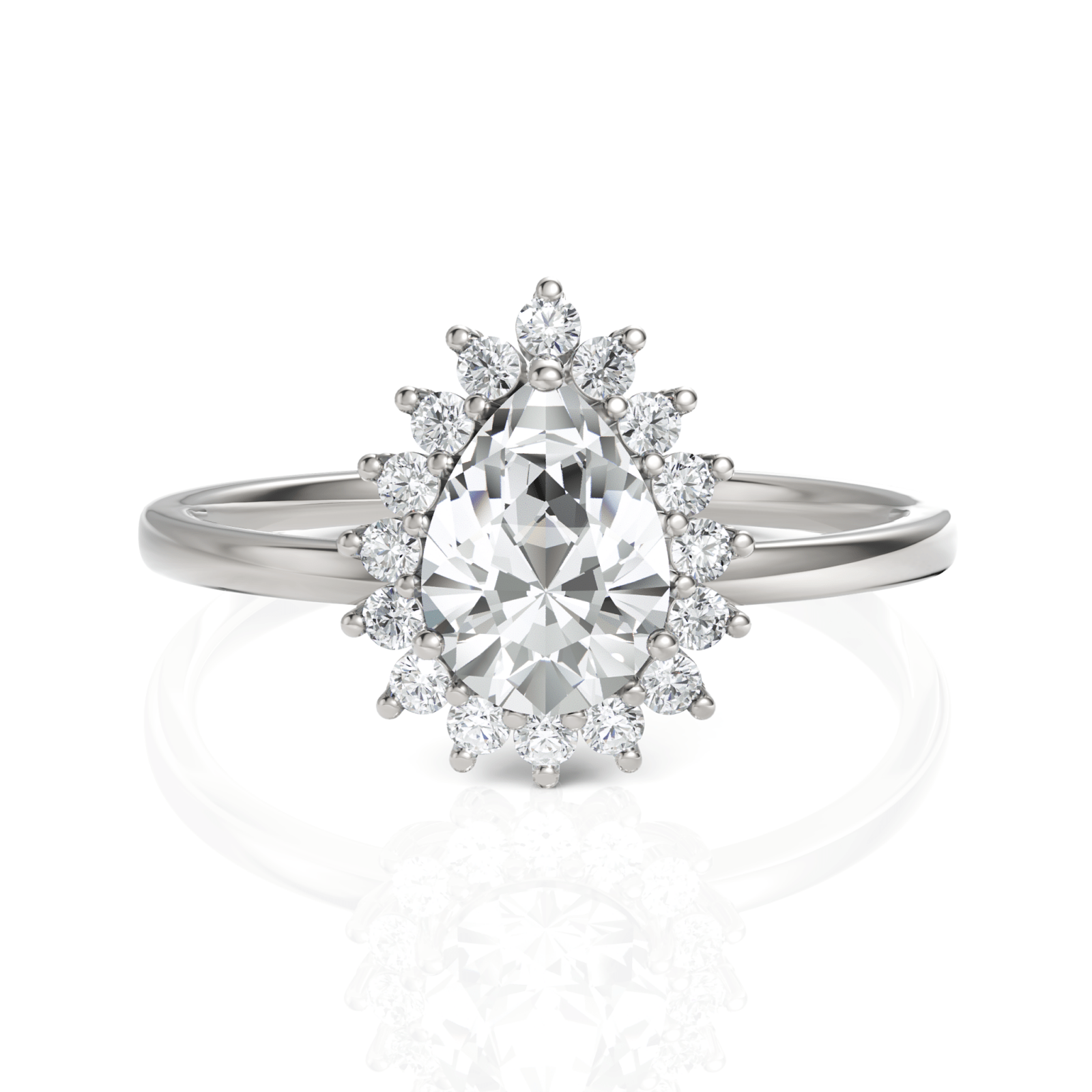 0.81CT Pear Lab Diamond Halo Engagement Ring - Buvea Jewels