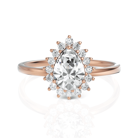 0.81CT Pear Lab Diamond Halo Engagement Ring - Buvea Jewels