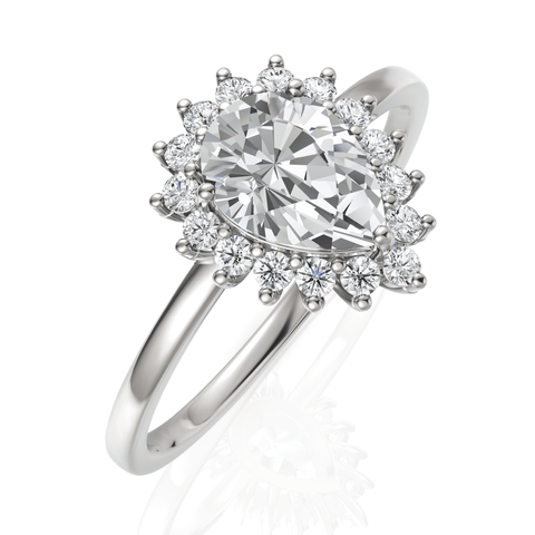 0.81CT Pear Lab Diamond Halo Engagement Ring - Buvea Jewels