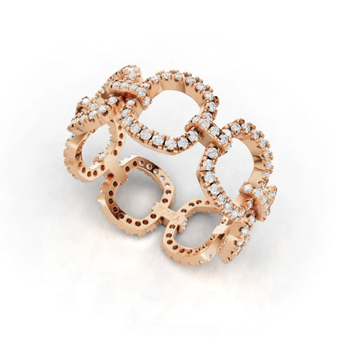 0.82CT Round Lab Diamond Premium Diamond Link Fashion Ring - Buvea Jewels