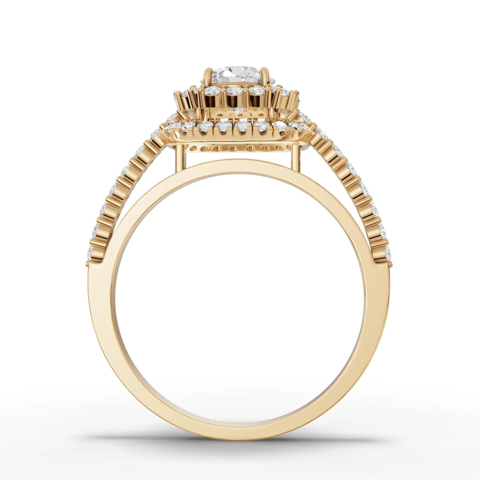 0.97CT Round Lab Diamond Halo Accent Engagement Ring - Buvea Jewels