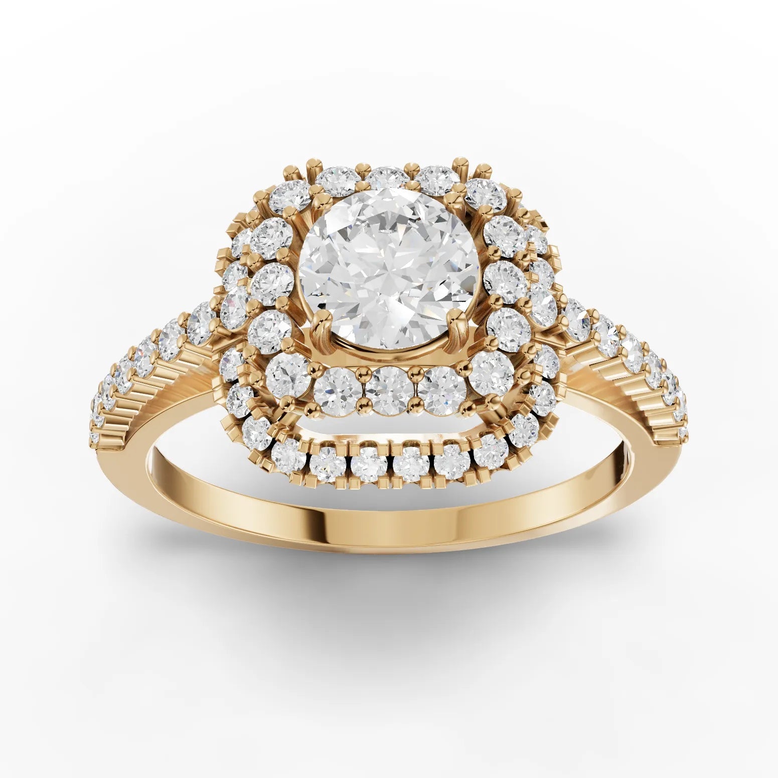 0.97CT Round Lab Diamond Halo Accent Engagement Ring - Buvea Jewels
