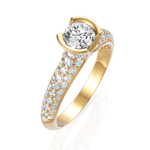 0.99CT Round Lab Diamond Accent Engagement Ring - Buvea Jewels