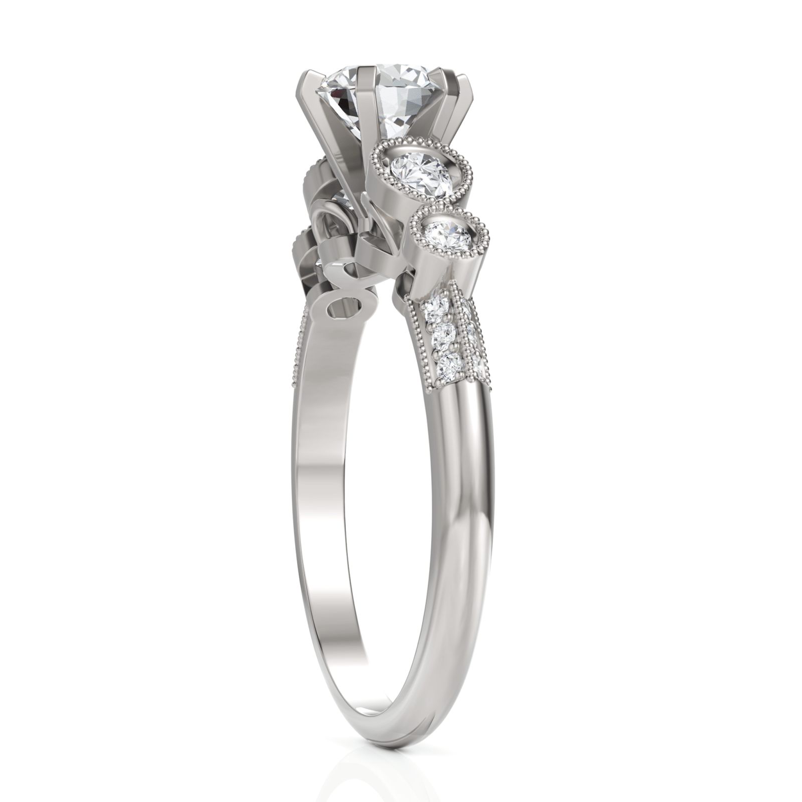 1.01 CT Round Lab Diamond Vintage Engagement Ring - Buvea Jewels