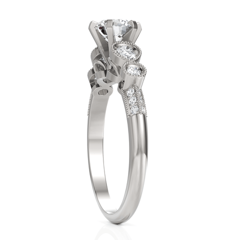 1.01 CT Round Lab Diamond Vintage Engagement Ring - Buvea Jewels