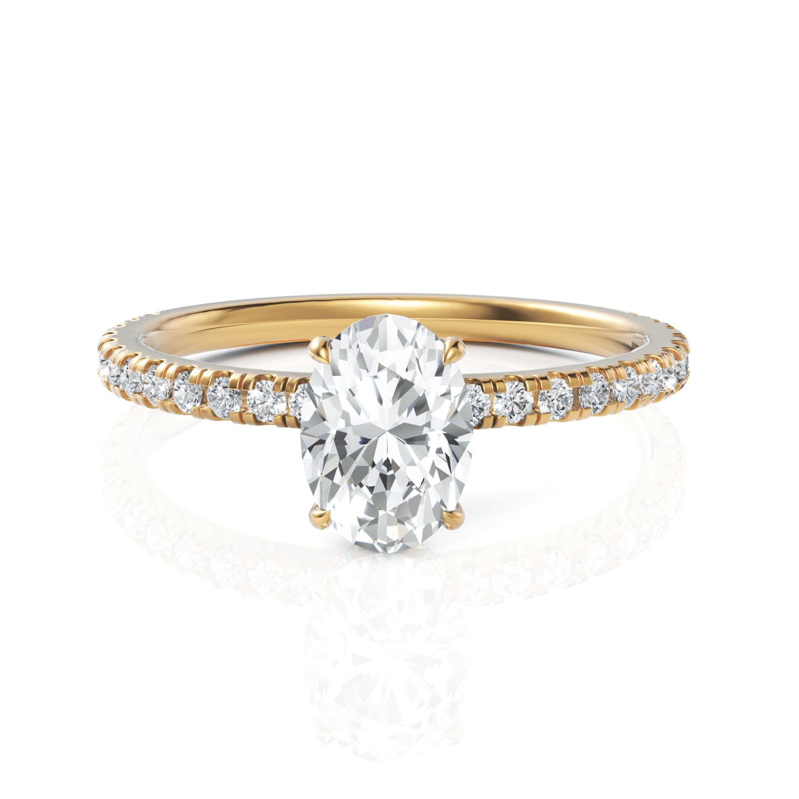 1.04 CT Oval Lab Diamond Hidden Halo Accent Engagement Ring - Buvea Jewels