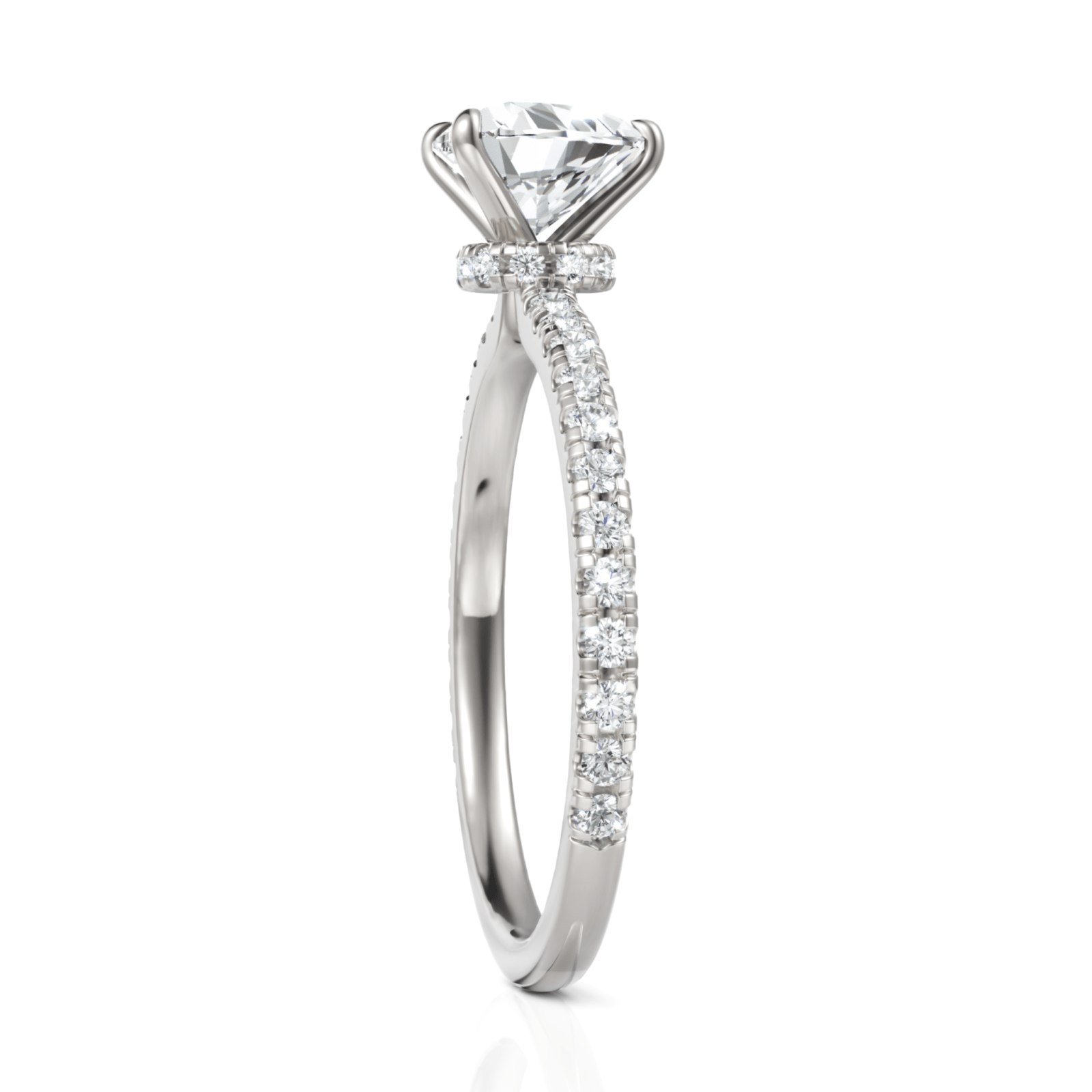 1.04CT Heart Lab Diamond Hidden Halo Accent Engagement Ring - Buvea Jewels