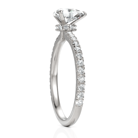 1.04CT Pear Lab Diamond Hidden Halo Accent Engagement Ring - Buvea Jewels