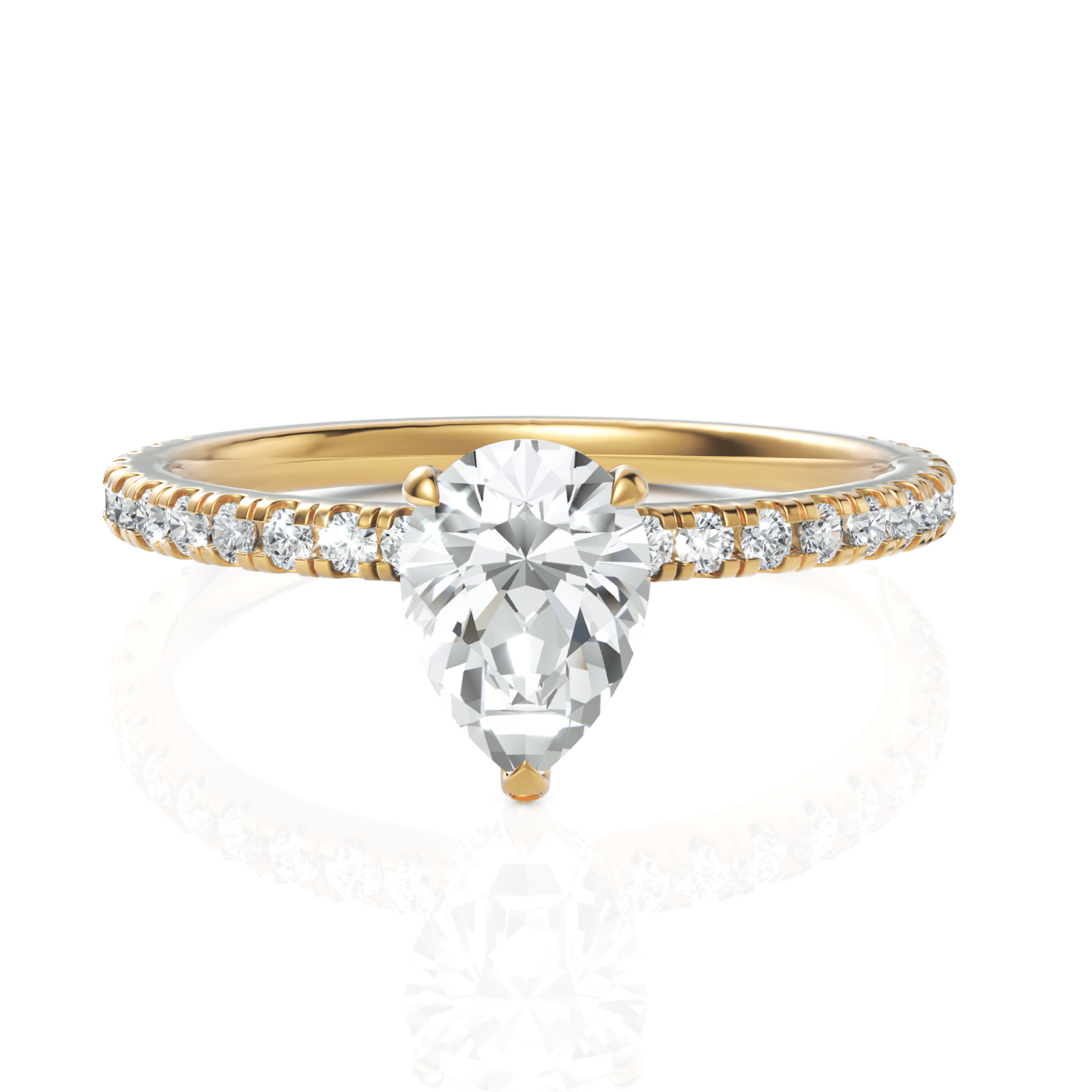 1.04CT Pear Lab Diamond Hidden Halo Accent Engagement Ring - Buvea Jewels