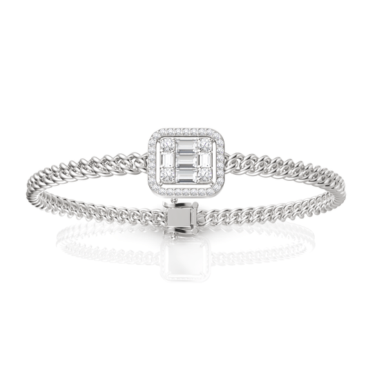 1.08CT Baguette Round Lab Diamond Braided Bracelet - Buvea Jewels