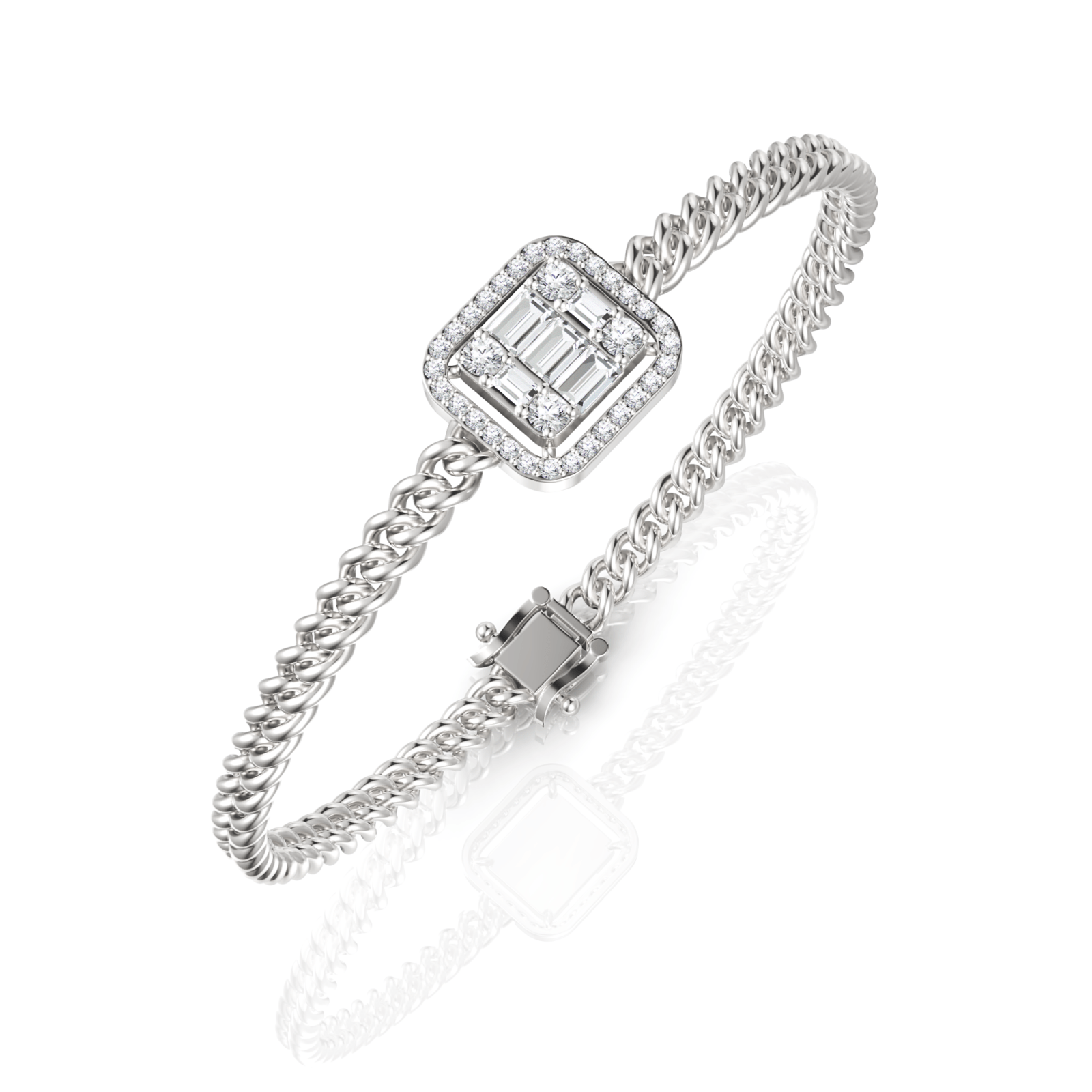 1.08CT Baguette Round Lab Diamond Braided Bracelet - Buvea Jewels