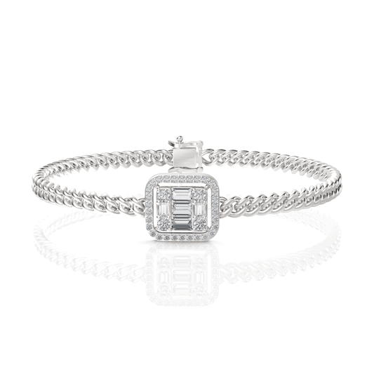 1.08CT Baguette Round Lab Diamond Braided Bracelet - Buvea Jewels