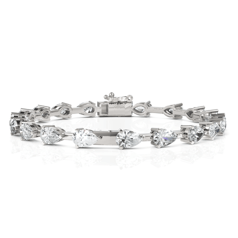 10CT Pear Lab Diamond Station Tennis Bracelet - Buvea Jewels