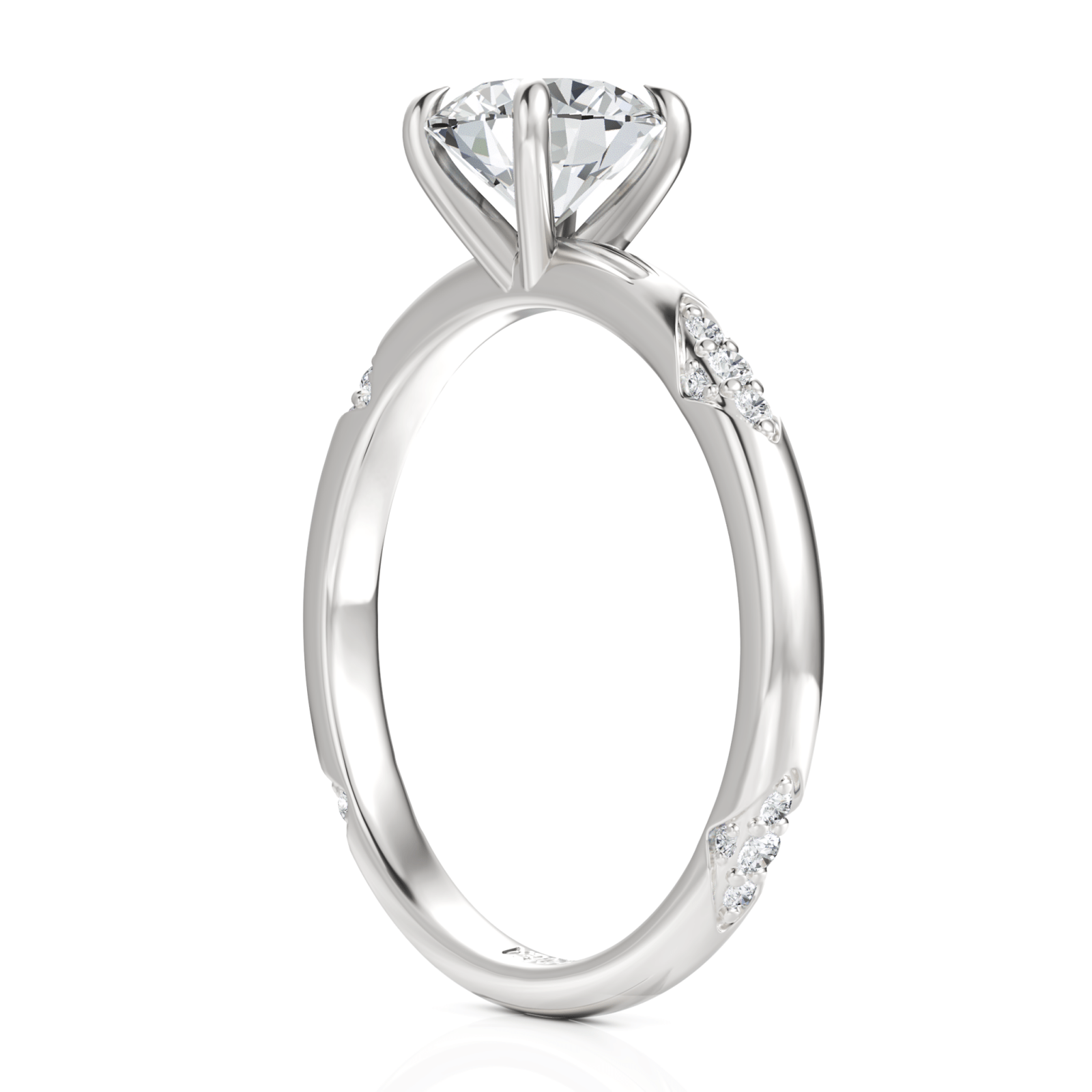 1.1CT Round Lab Diamond Premium Accent Solitaire Engagement Ring - Buvea Jewels