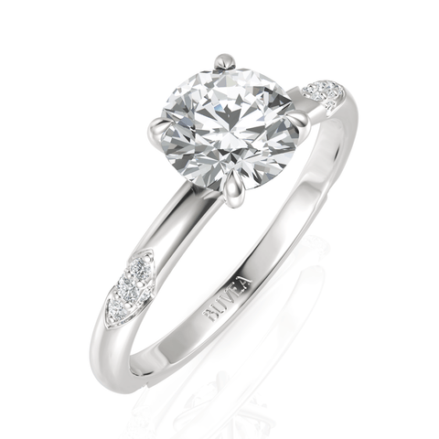 1.1CT Round Lab Diamond Premium Accent Solitaire Engagement Ring - Buvea Jewels