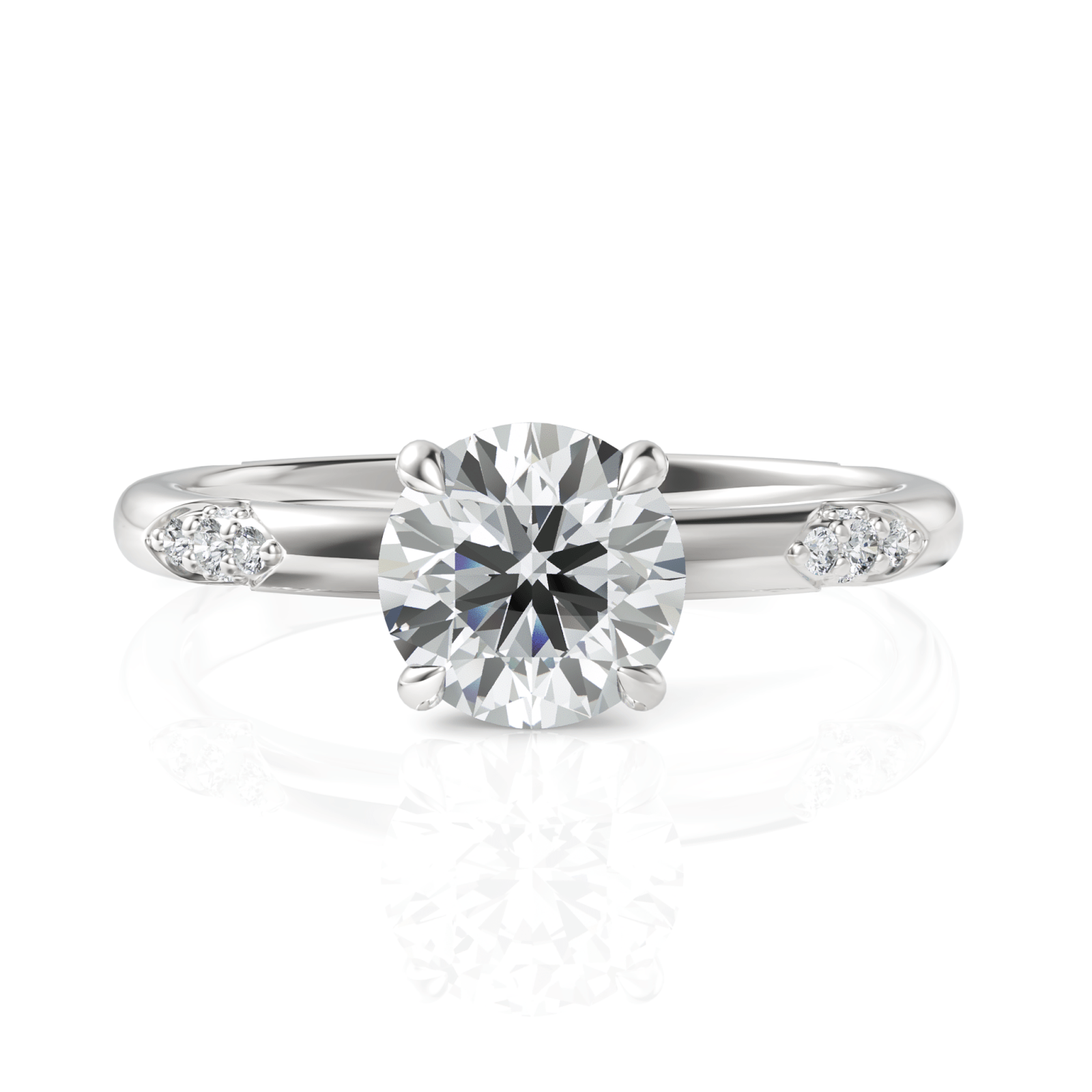 1.1CT Round Lab Diamond Premium Accent Solitaire Engagement Ring - Buvea Jewels