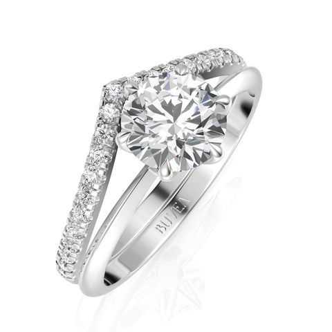 1.23CT Round Lab Diamond Premium Twin Engagement Ring - Buvea Jewels