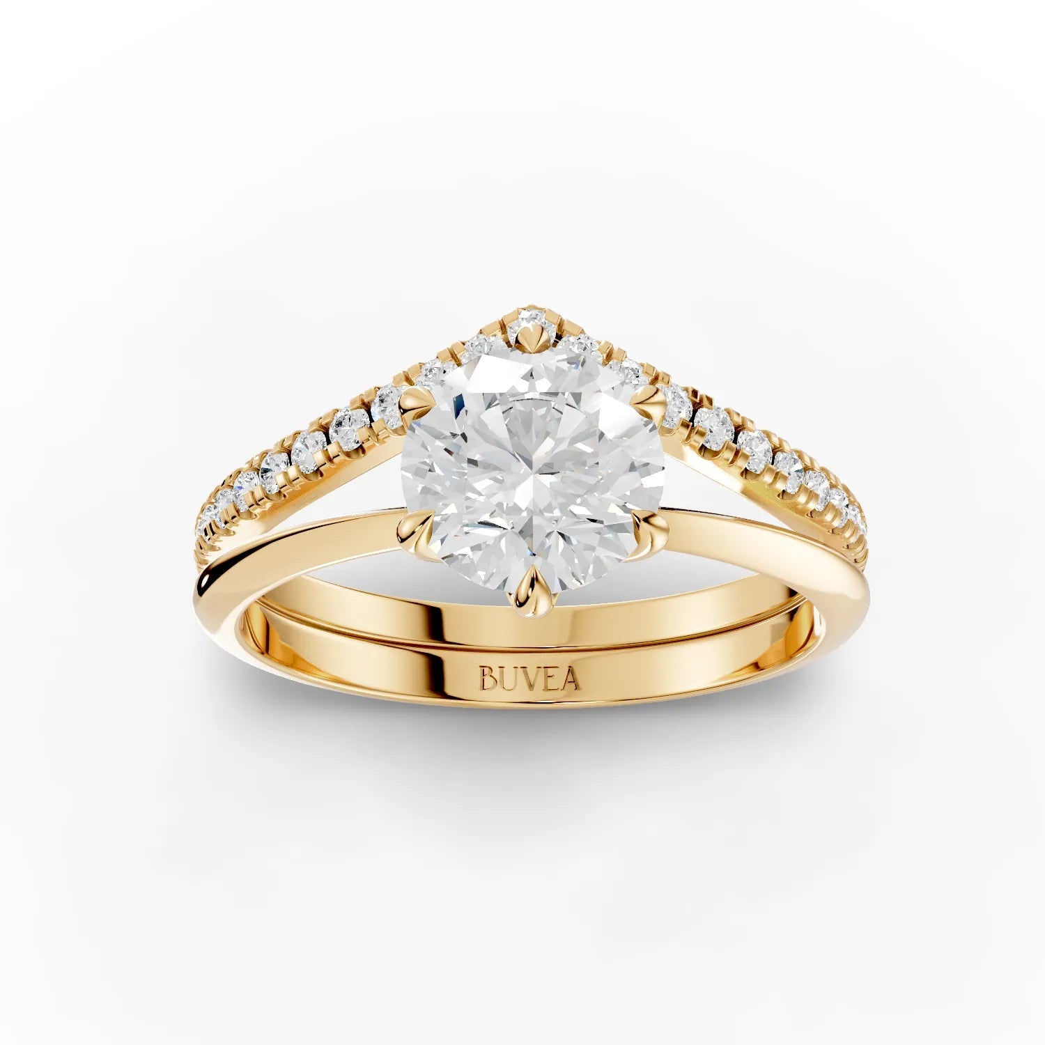 1.23CT Round Lab Diamond Premium Twin Engagement Ring - Buvea Jewels
