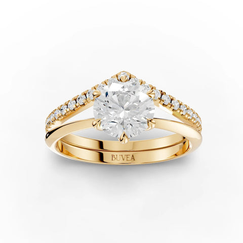 1.23CT Round Lab Diamond Premium Twin Engagement Ring - Buvea Jewels