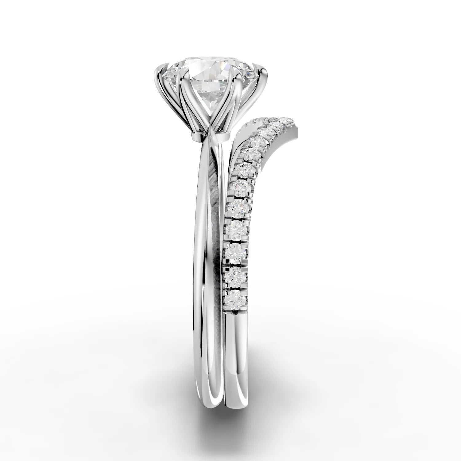 1.23CT Round Lab Diamond Premium Twin Engagement Ring - Buvea Jewels