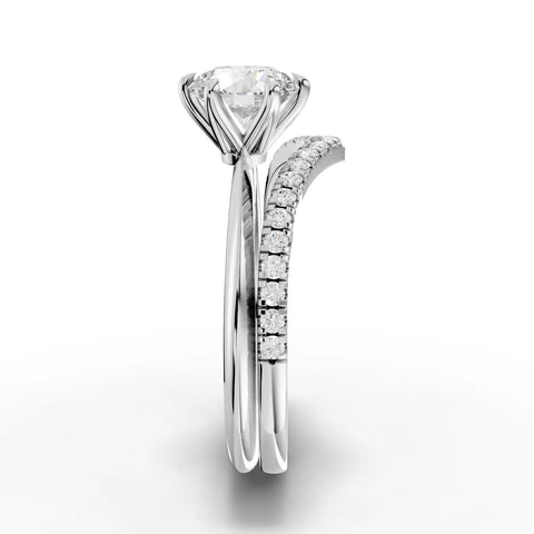 1.23CT Round Lab Diamond Premium Twin Engagement Ring - Buvea Jewels