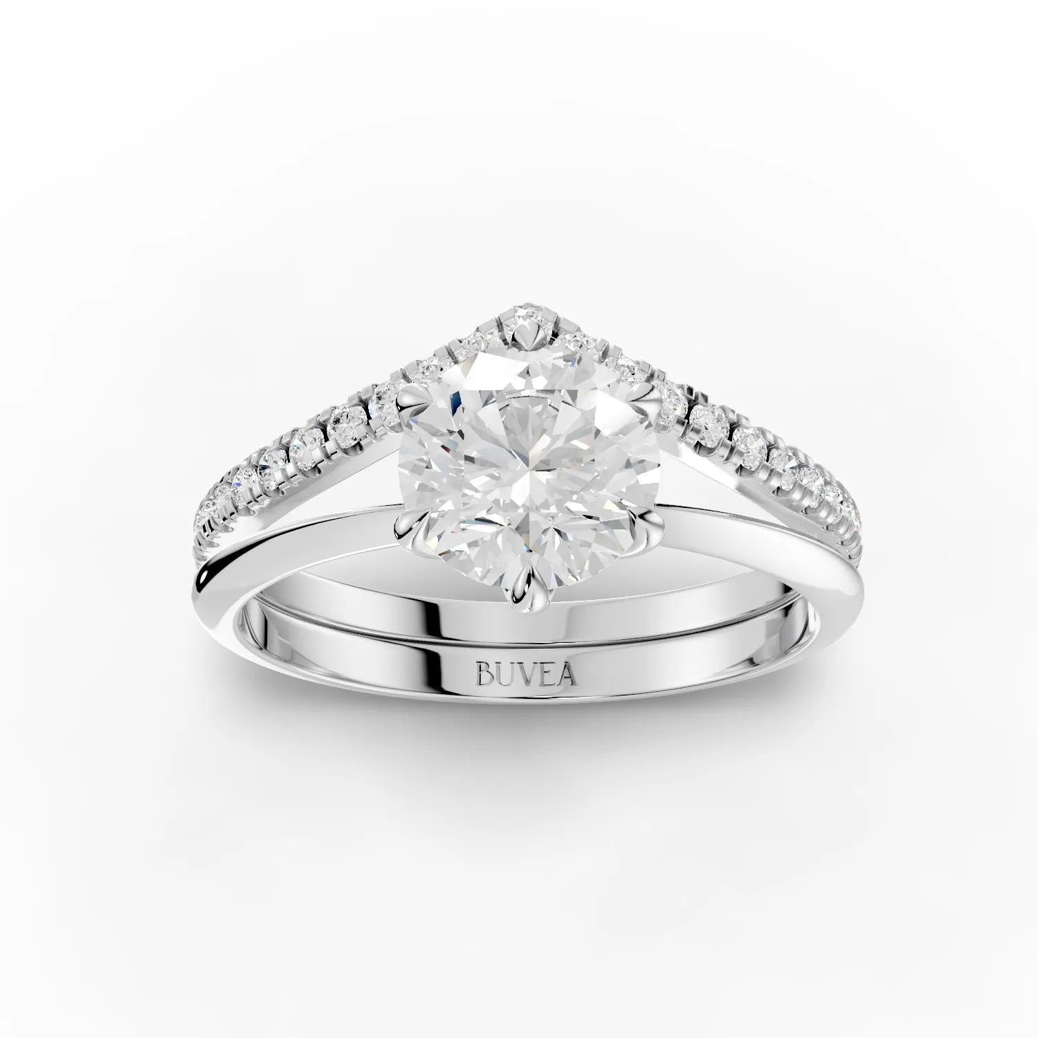 1.23CT Round Lab Diamond Premium Twin Engagement Ring - Buvea Jewels