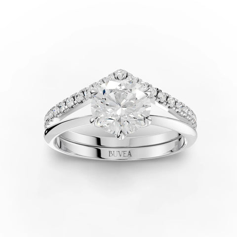 1.23CT Round Lab Diamond Premium Twin Engagement Ring - Buvea Jewels
