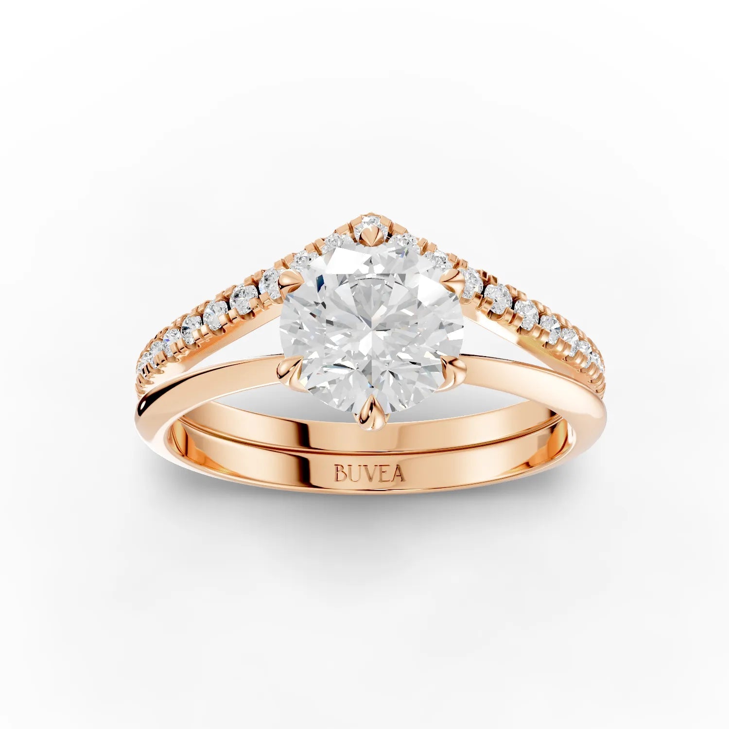 1.23CT Round Lab Diamond Premium Twin Engagement Ring - Buvea Jewels