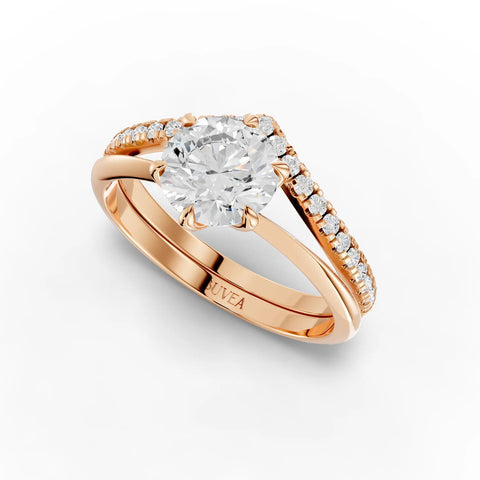 1.23CT Round Lab Diamond Premium Twin Engagement Ring - Buvea Jewels