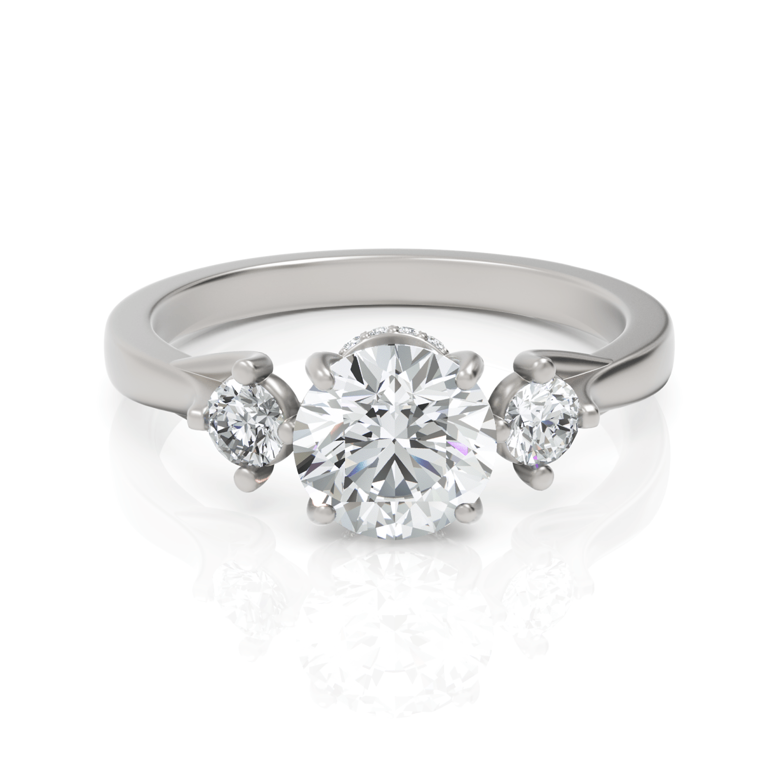 1.23CT Round Lab Diamond Three Stone Engagement Ring - Buvea Jewels